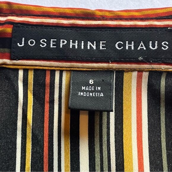 Josephine Chaus Women's Button Up Blouse Size 6 Orange/green Multi Stripe - Picture 2 of 8